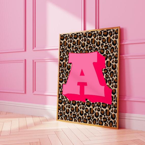 Leopard Print Personalised Initial Art Print