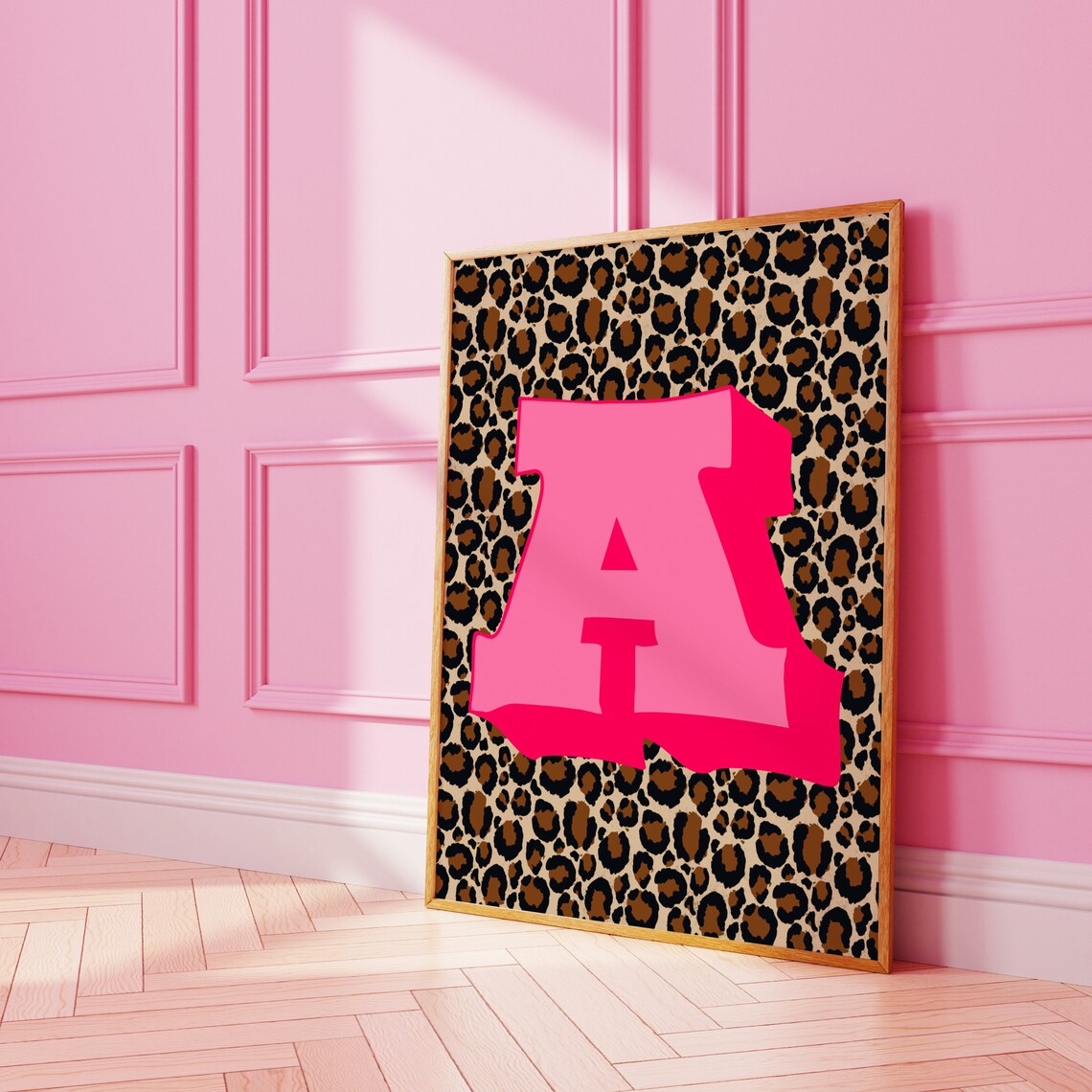 Leopard Print Personalised Initial Art Print
