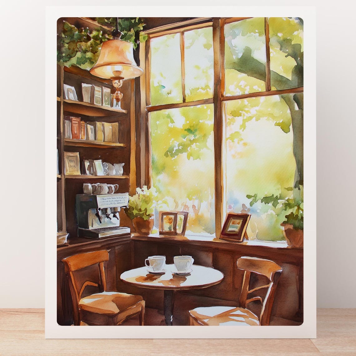Cozy Corner Café with Two Cups of Coffee by a Sunny Window Print - Image 4