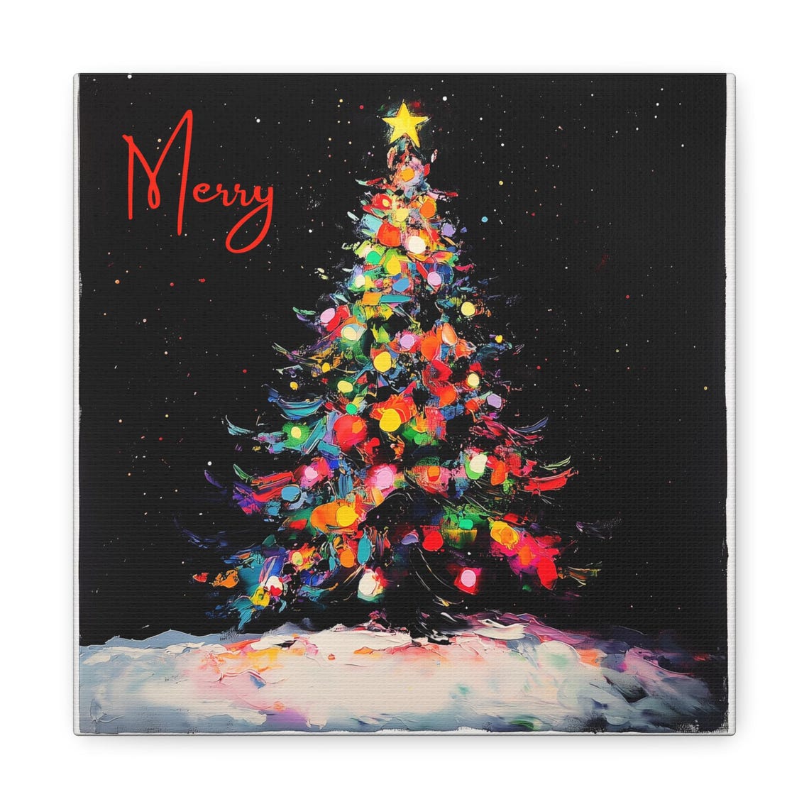 Merry Christmas Tree Abstract Colorful Holiday Night Sky Poster
