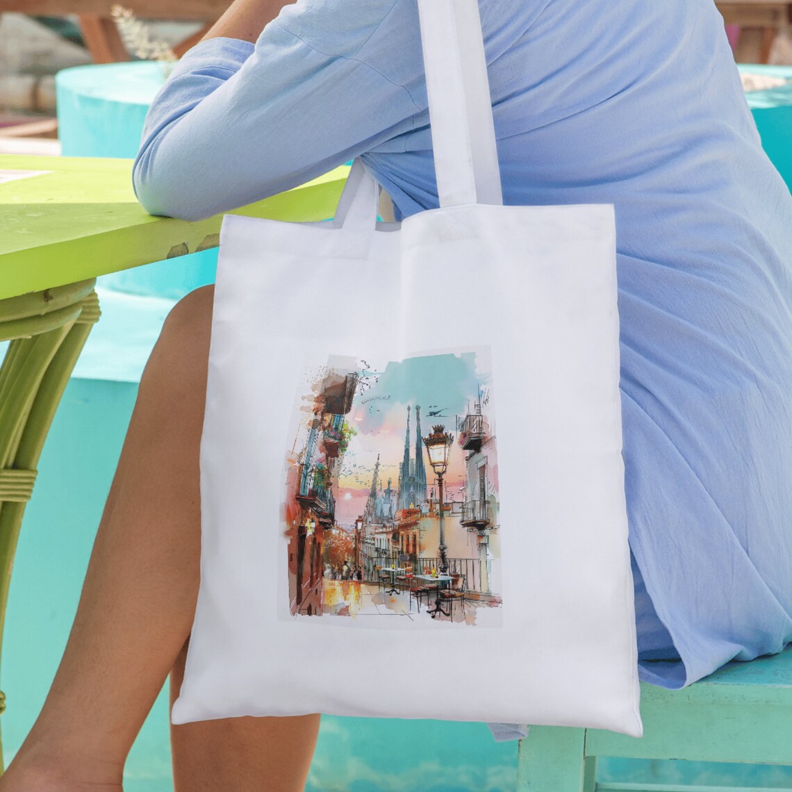 Barcelona Twilight Sagrada Familia Watercolor Street Scene Poster - Image 3