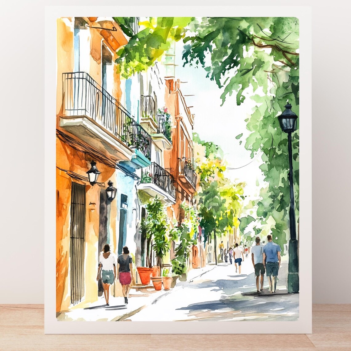 Roma Norte Leafy Street Mexico City Watercolor Travel Poster - Image 5