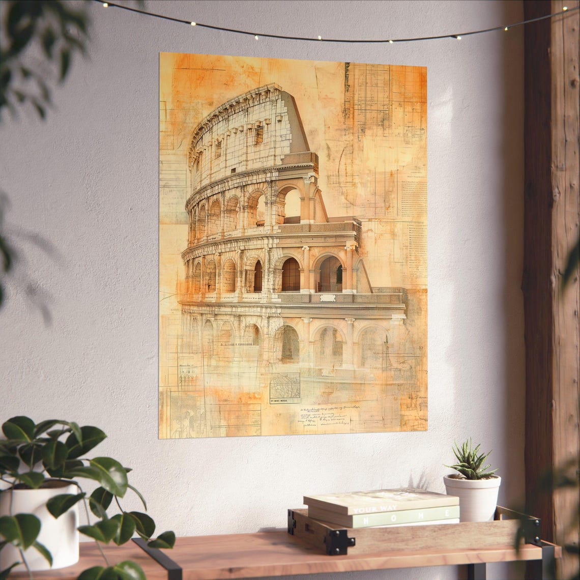 Roman Colosseum Vintage Architectural Sketch Sepia Rome Italy Poster - Image 4