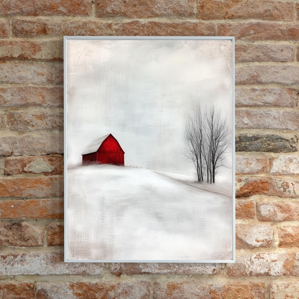 Red Barn Winter Art Print, Rustic Americana Decor - Image 6