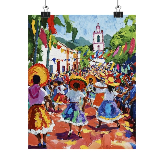 Guelaguetza Festival Oaxaca Traditional Dancers Parade Painting Poster