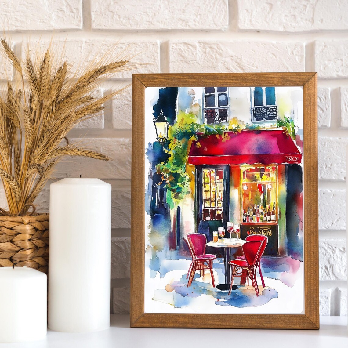 Paris Wine Bar Watercolor Art Print, French Cafe - Image 2