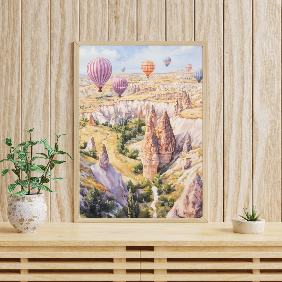 Cappadocia Hot Air Balloons Fairy Chimneys Valley Watercolor Poster - Image 4