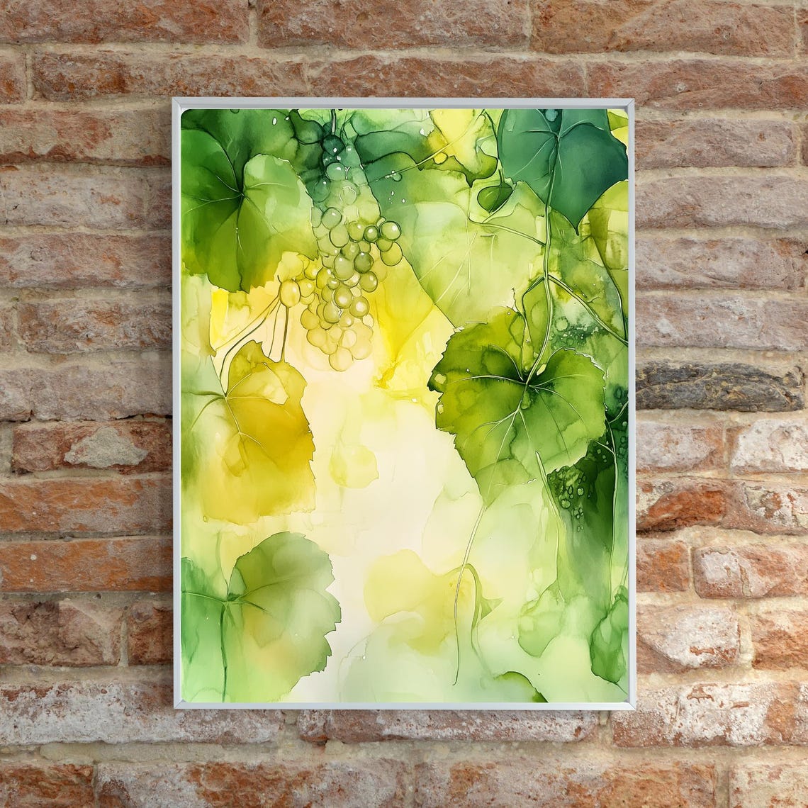 Sunlit Green Gold Grapevine Leaves Botanical Watercolor Poster - Image 6