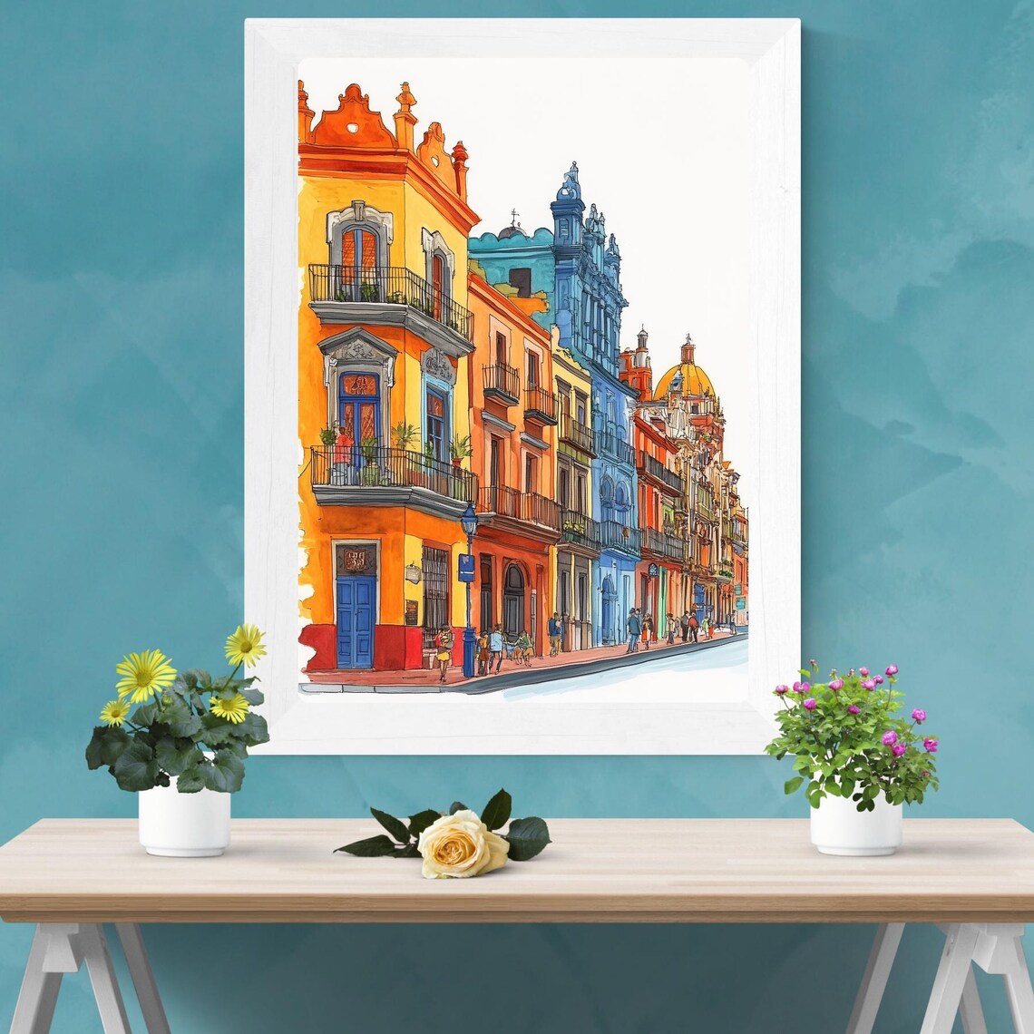 Mexico City Historic Center Colorful Colonial Street Scene Poster - Image 2