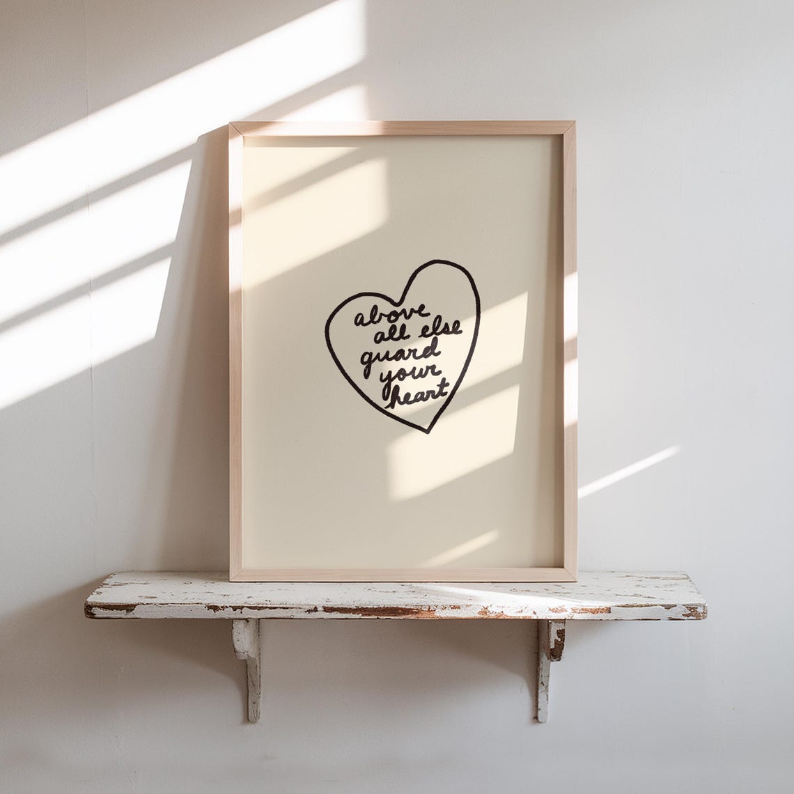 Above All Else Guard Your Heart Christian Print Inspirational Scripture Wall Art