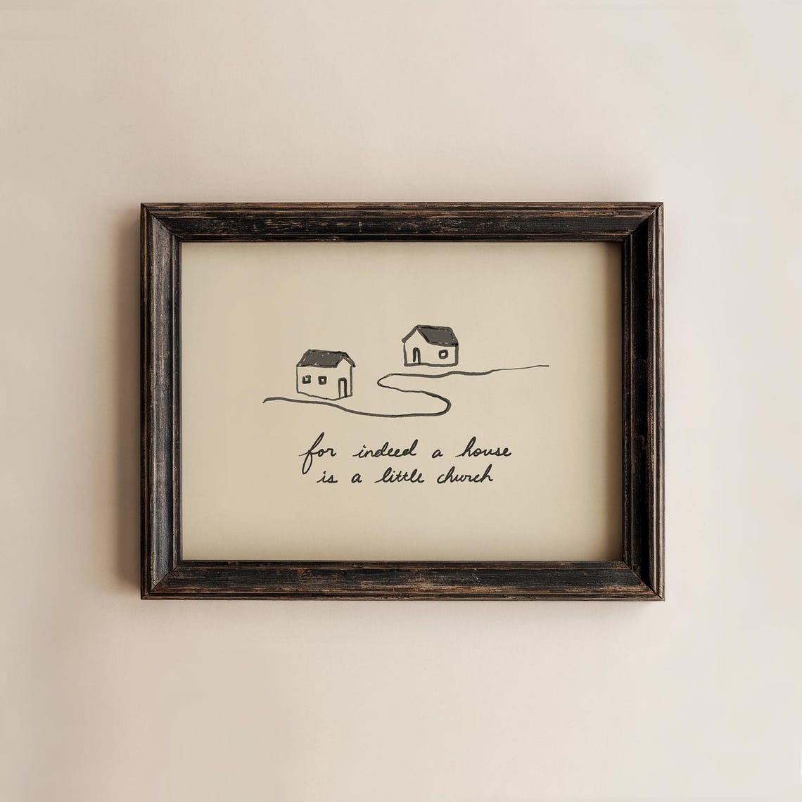 Christian Home Decor Print A House Is Little Church Handdrawn Minimalist Art