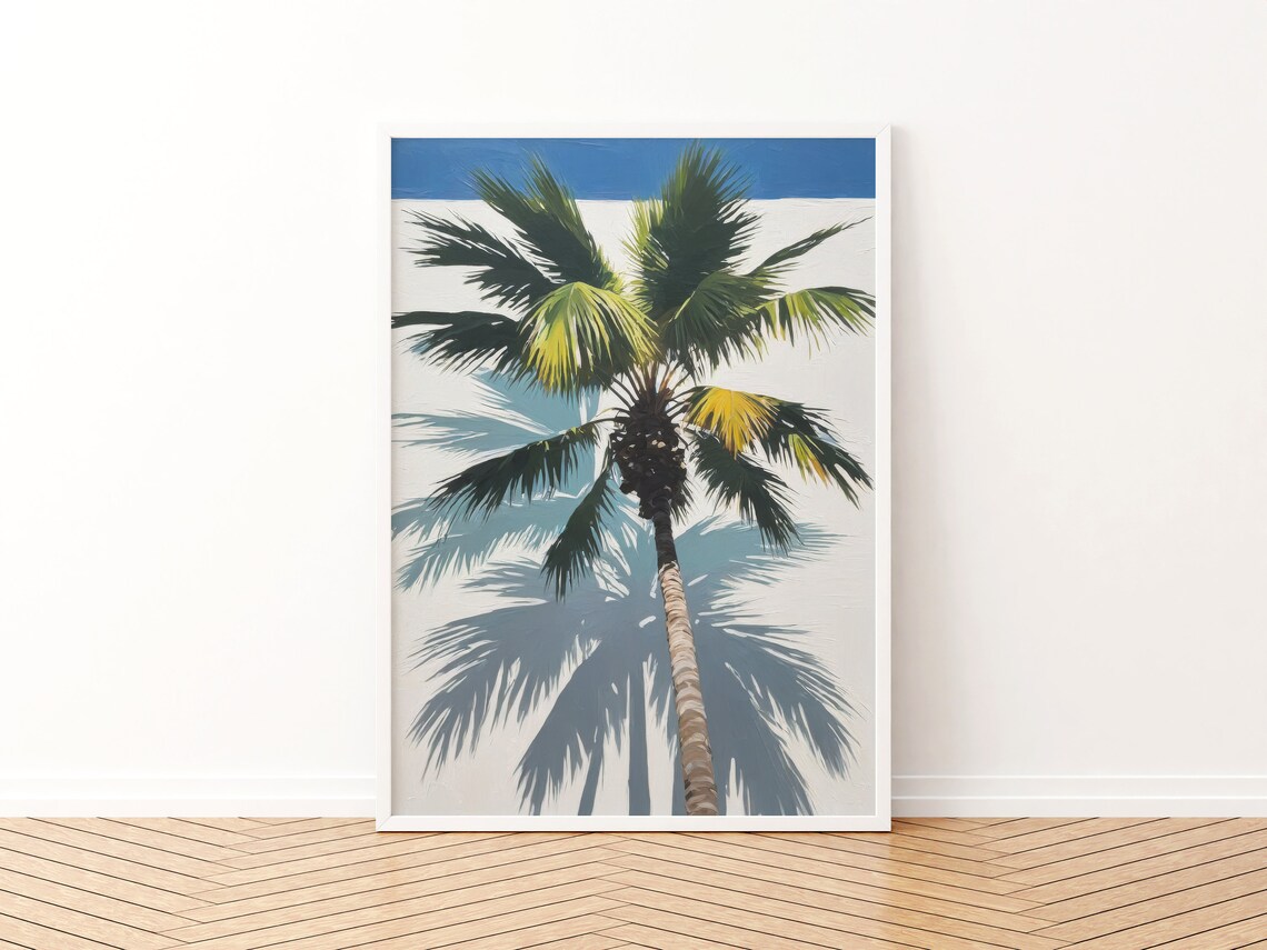 Palm Tree Print, Trendy Coastal Oil Painting - Image 3