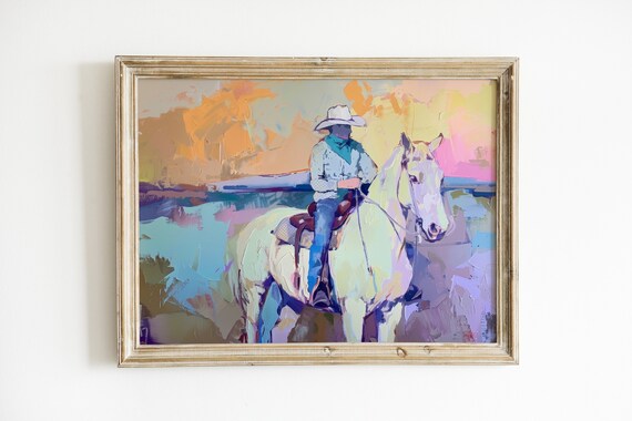 Preppy Cowboy Print, Retro Western Art Print
