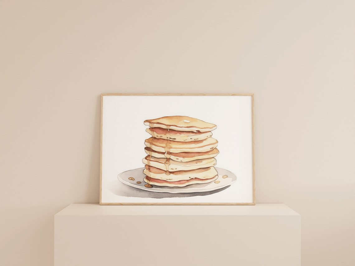 Stack Of Pancakes Print, Kitchen Breakfast Nook Art - Image 2