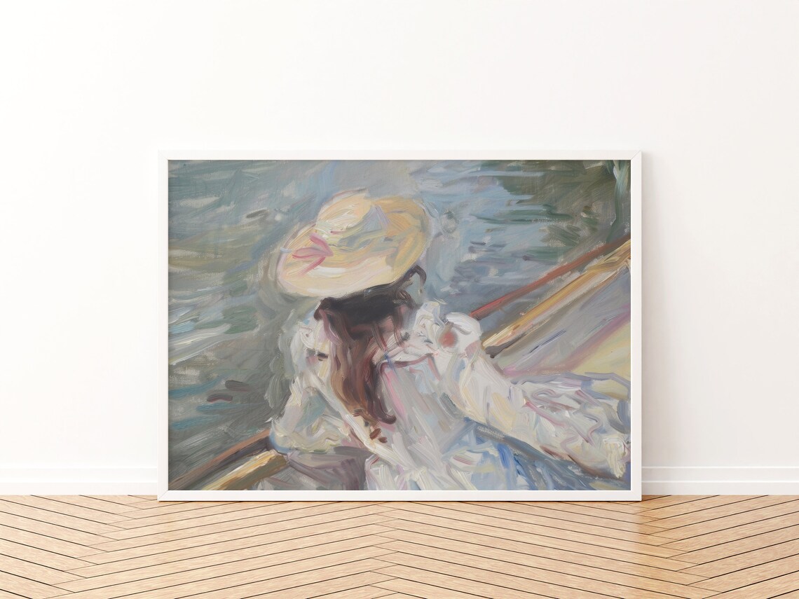 Girly Coastal Vintage Poster, Soft Blue and White - Image 3