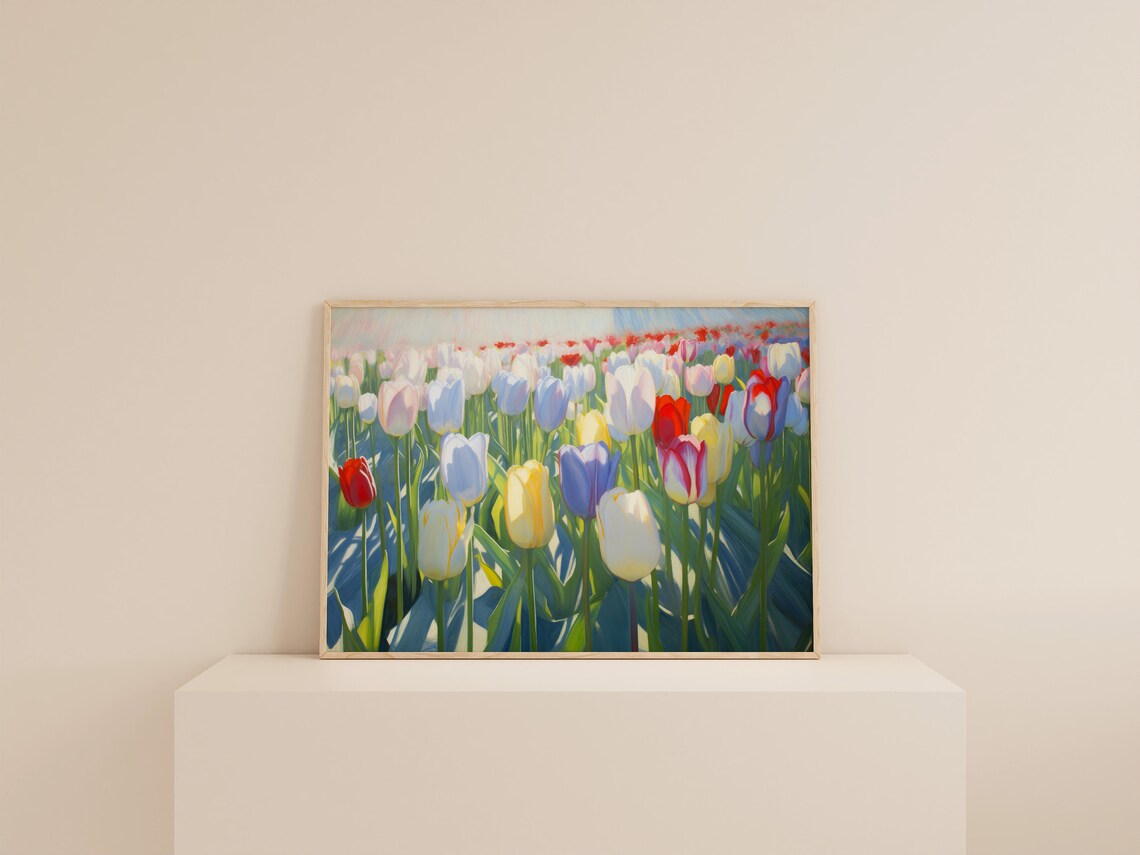 Tulip Field Pastel Spring Floral Art Print - Image 3