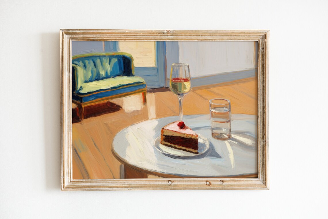 Retro Dining Room Dessert Art Print, Bar Cart Decor