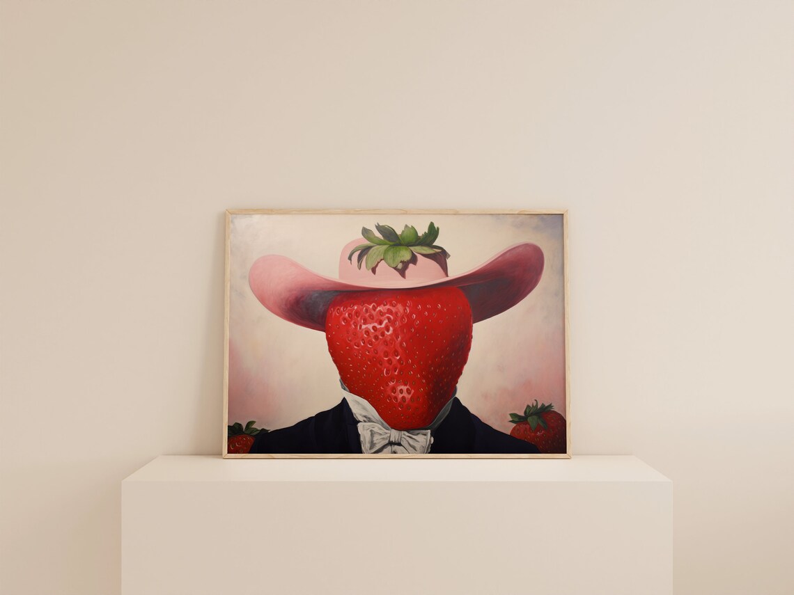 Western Strawberry Cowgirl Kitchen Art Print - Image 3