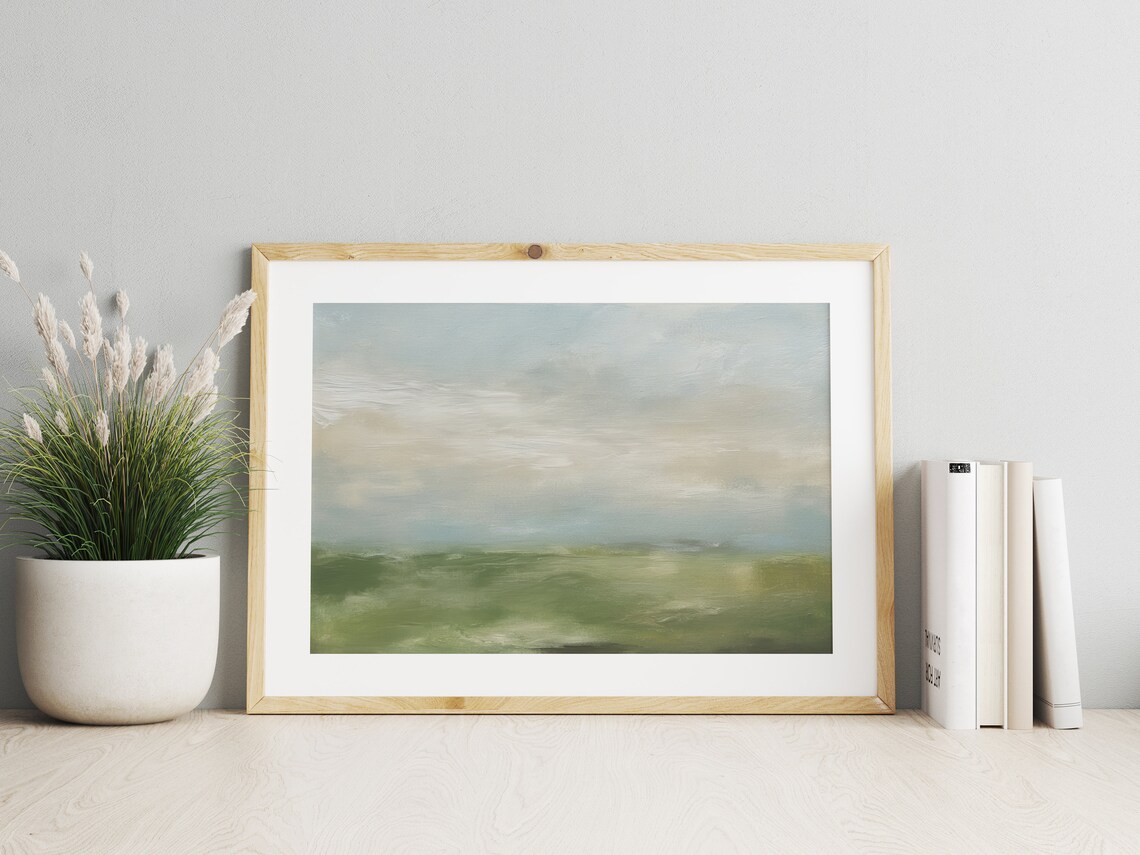 Soft Green Landscape Vintage Art Print, Muted - Image 3