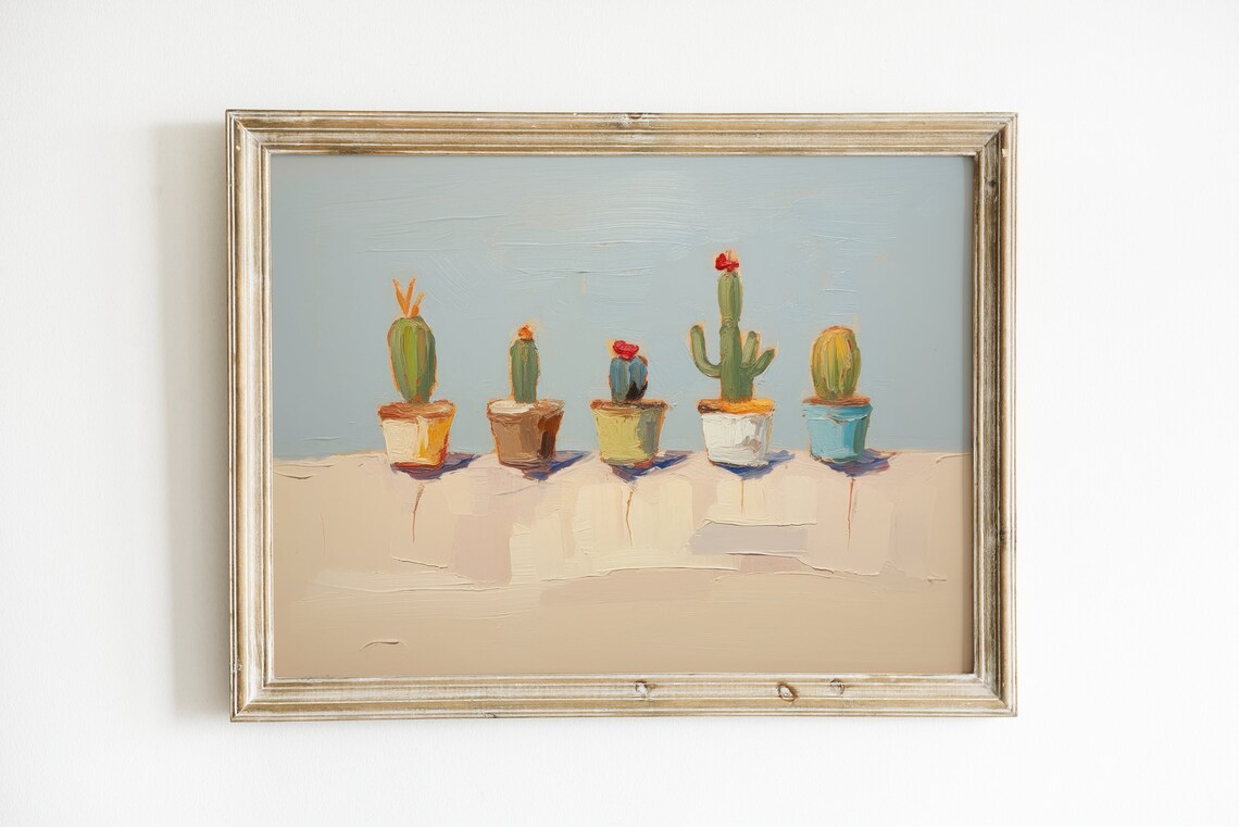 Cute Cactus Boho Art Print, Southwestern Decor