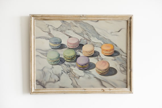 French Macaron Print, Pastel Kitchen Decor