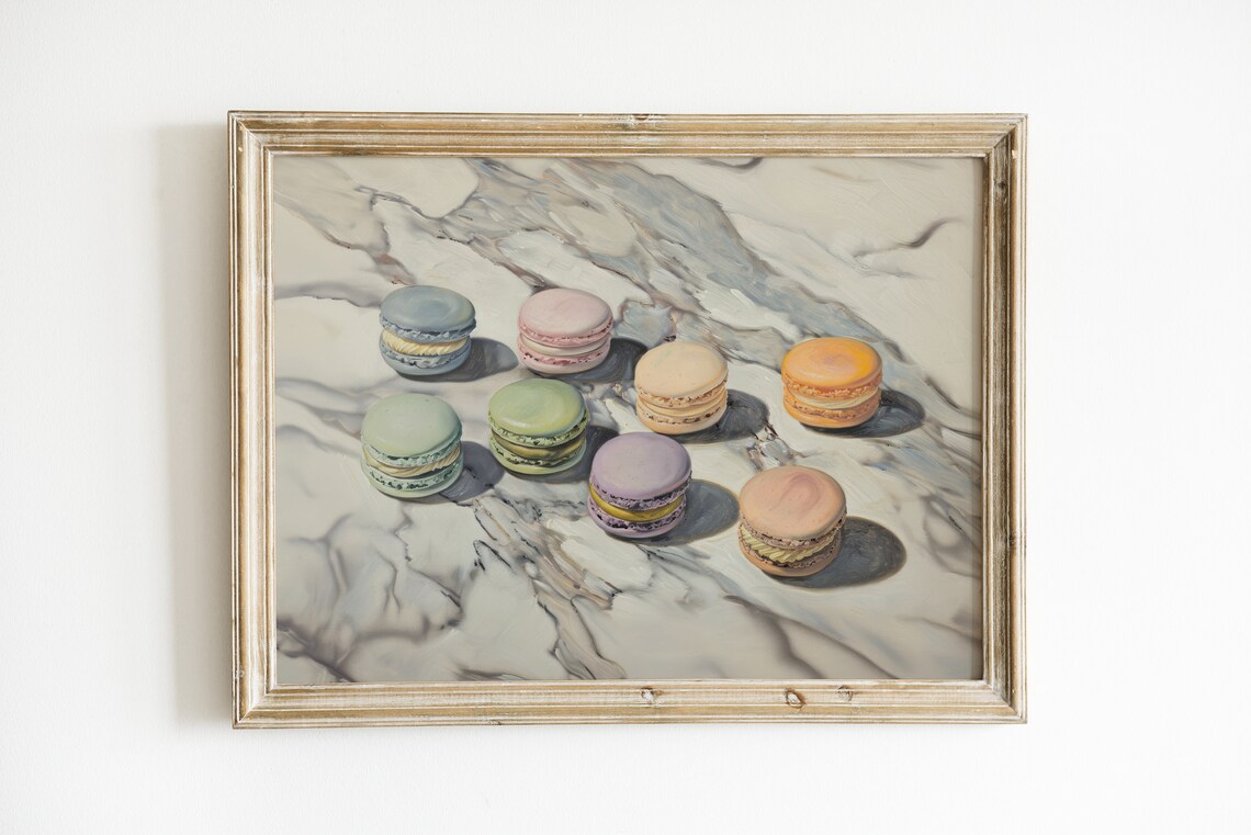 French Macaron Print, Pastel Kitchen Decor