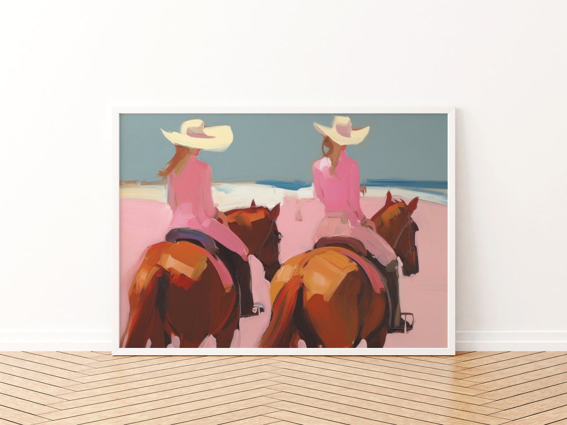 Pink Western Coastal Cowgirl Art Print - Image 3