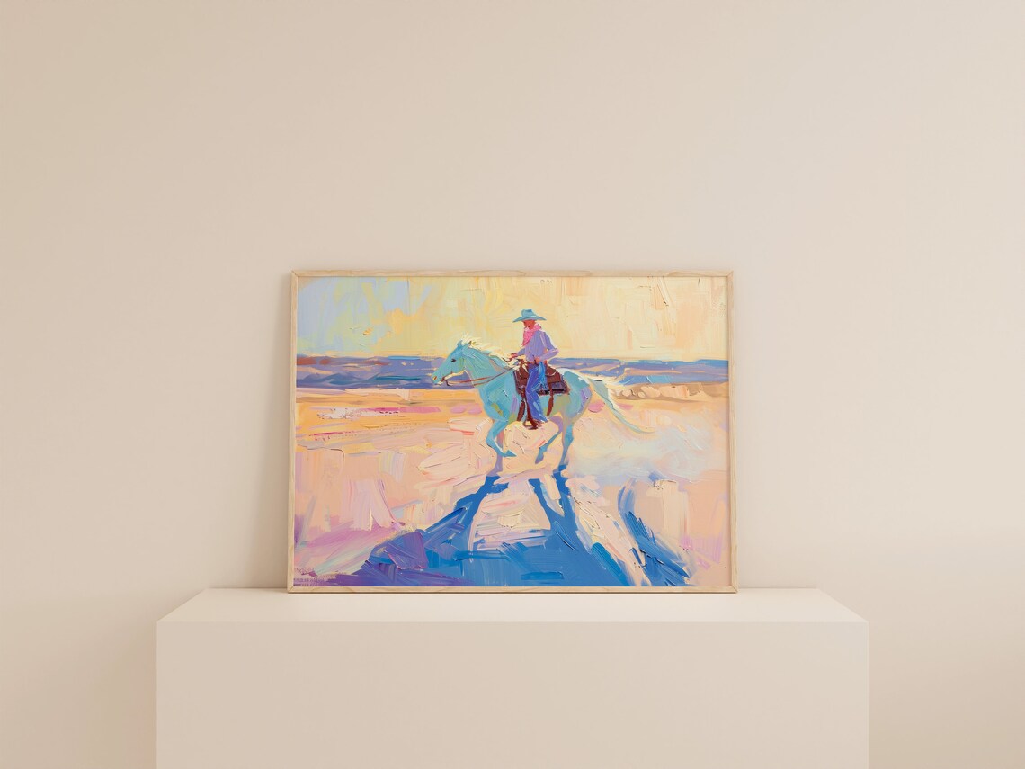 Coastal Western Abstract Cowboy Art Print - Image 2
