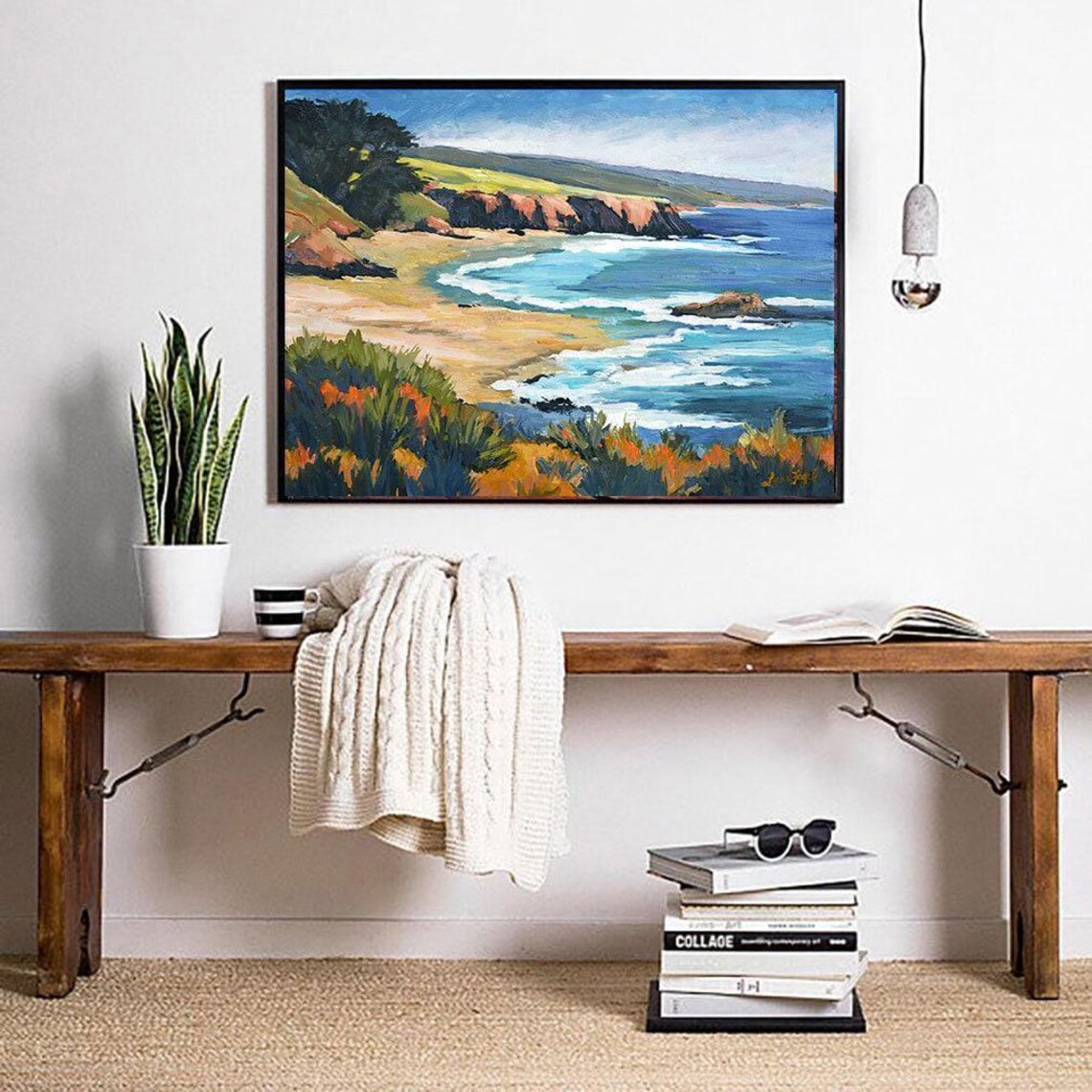 Monterey California Rocky Cliff Beach Turquoise Surf Travel Poster - Image 4