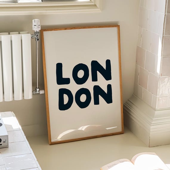 London Poster Cute Print Travel Apartment Decor Trendy Retro Minimal Wall Art Typography