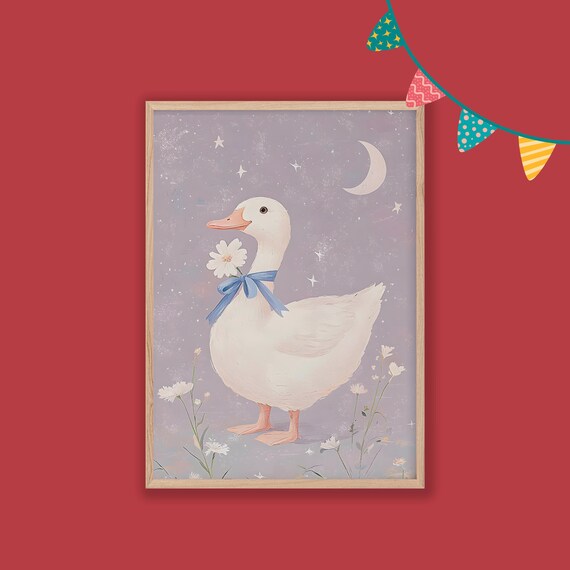Sweet Duckling Cute Farm Bird Nursery Decor Baby Room Poster