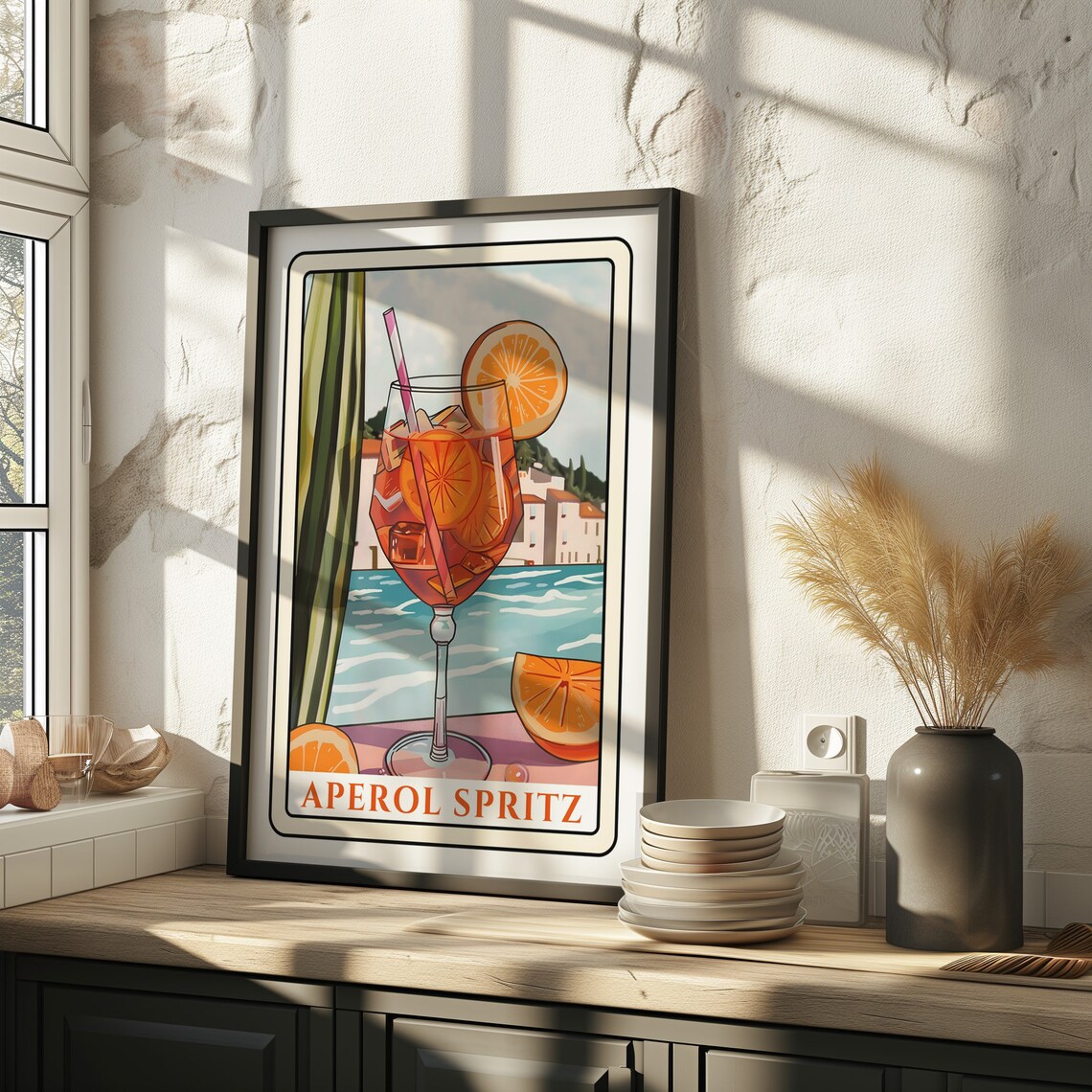 Aperol Spritz Retro Cocktail Poster Art Deco Orange Seaside Drink Artwork - Image 3