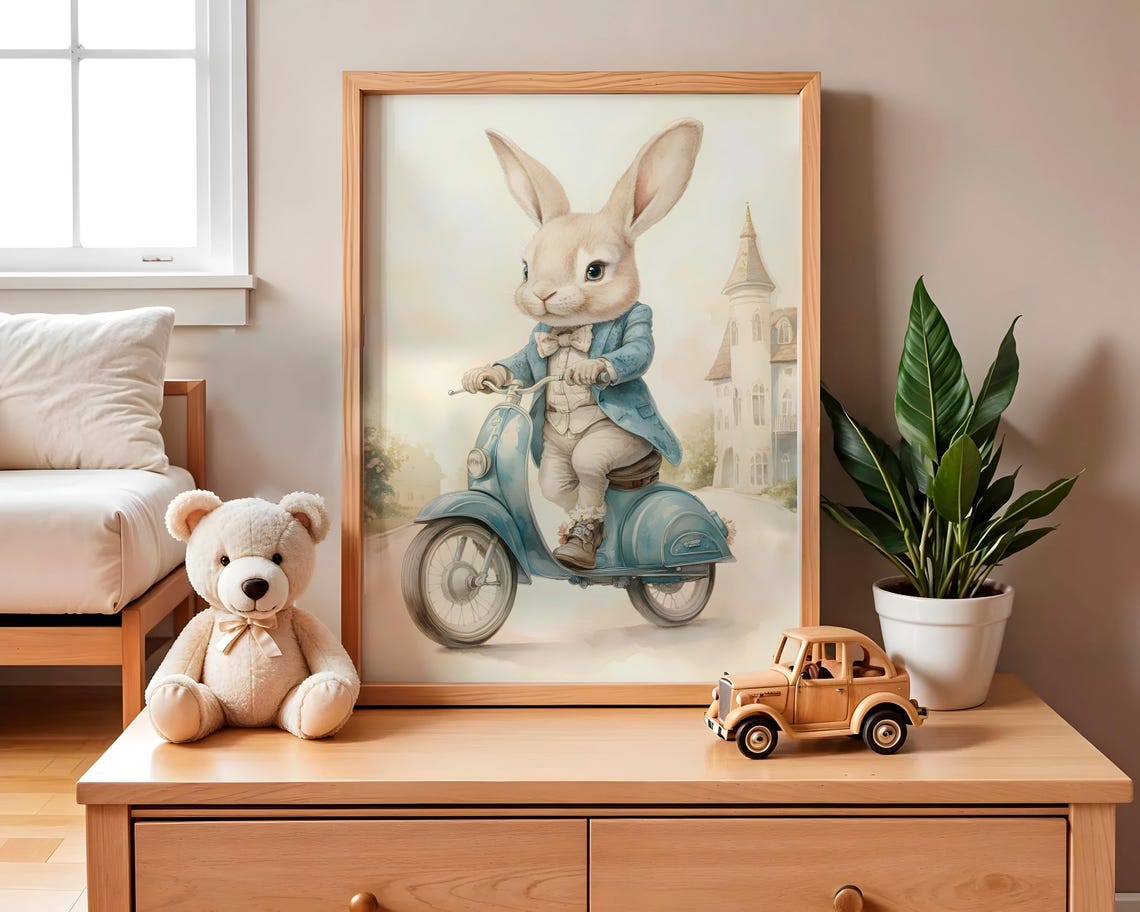 Bunny Nursery Decor Baby Room Wall Art Nursery Decor Prints Animal Boho Kids Room Decor Instant Playroom Print