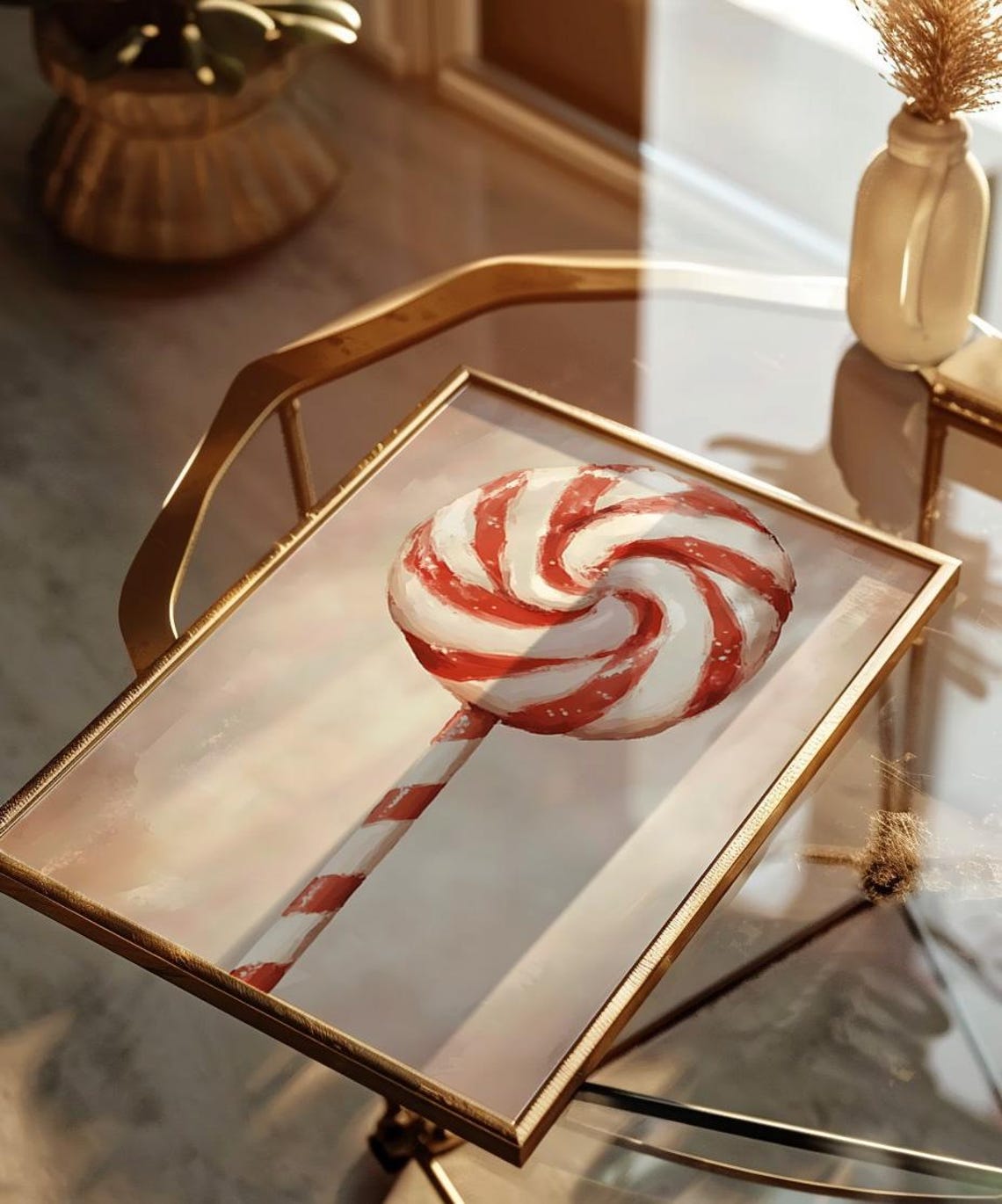 Christmas Peppermint Lollipop Swirl Vintage Candy Holiday Poster - Image 2