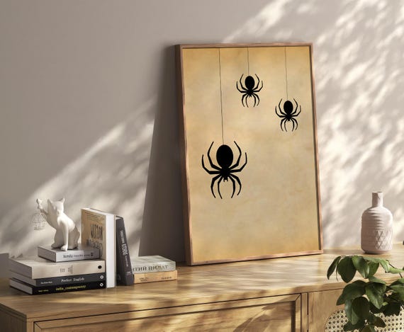 Spiders Halloween Decoration Poster Vintage Dark Academia Print Retro Decor Apartment Moody Wall Art Instant
