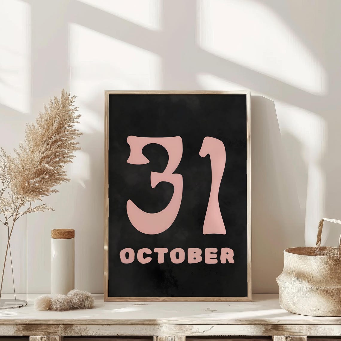October 31 Halloween Date Bold Pink Black Typography Number Poster - Image 2