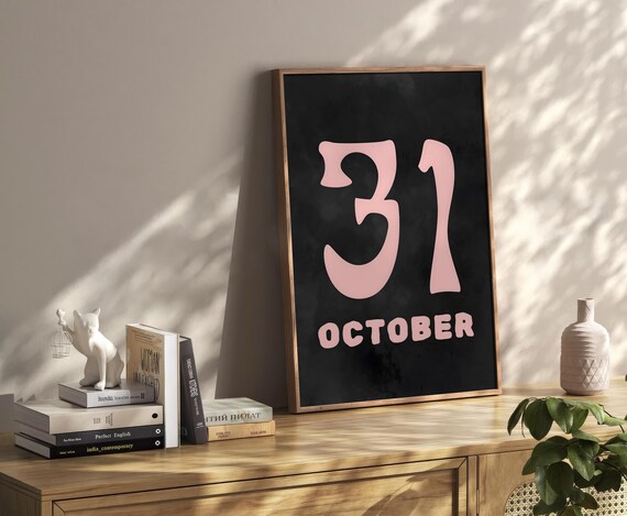 October 31 Halloween Date Bold Pink Black Typography Number Poster
