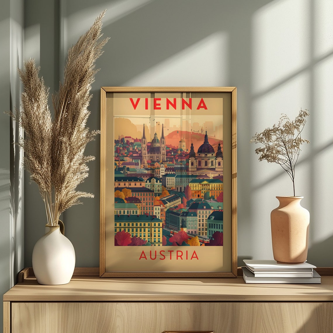 Vienna Austria Retro Cityscape Cathedral Vintage Travel Poster - Image 2