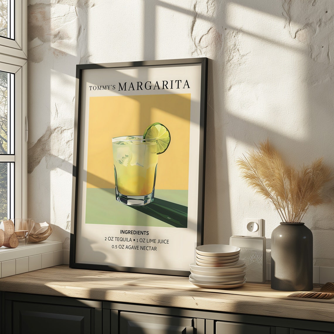 Tommy's Margarita Cocktail Recipe Art Print Sunny Kitchen Decor - Image 2