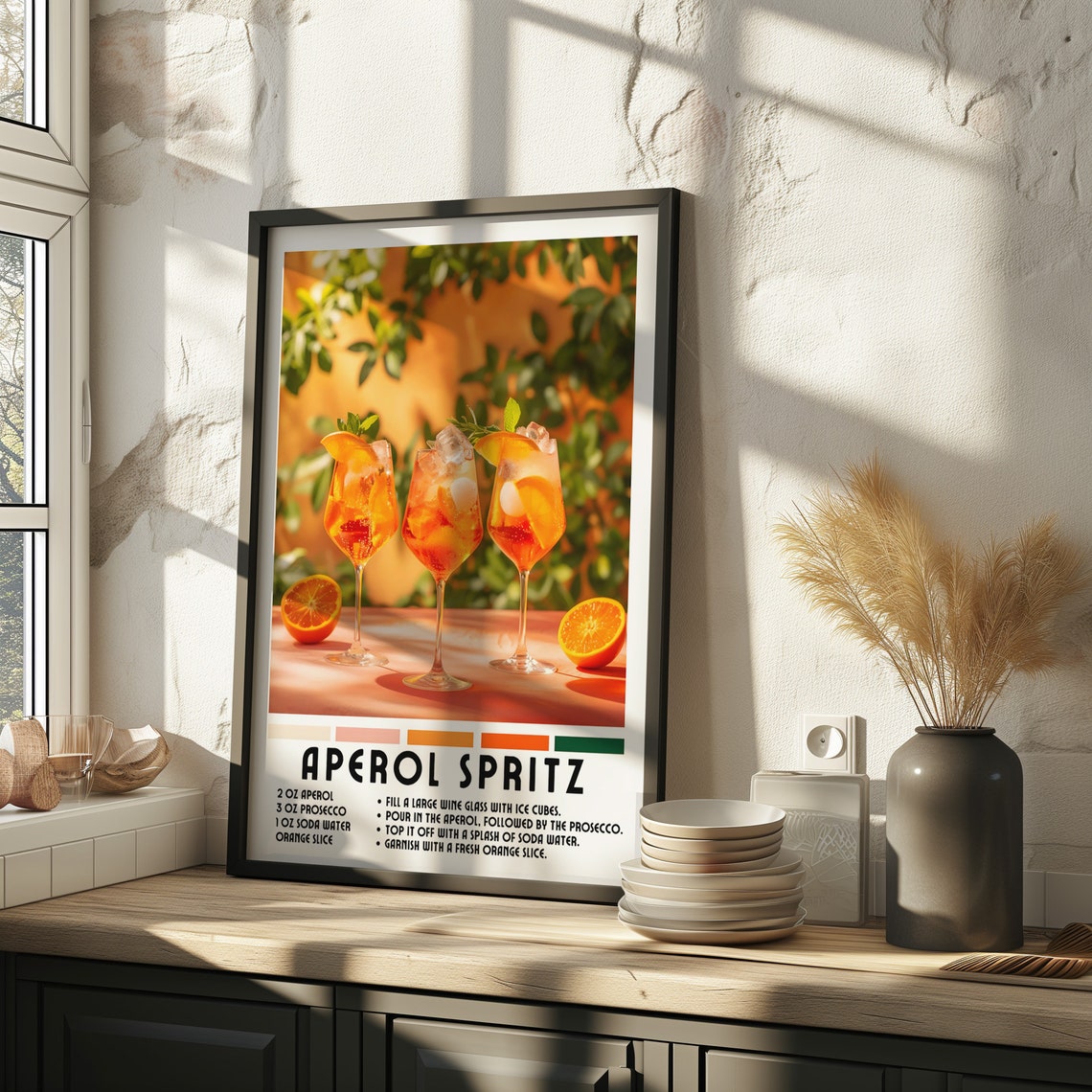 Aperol Spritz Recipe Retro Italian Cocktail Photography Poster - Image 2