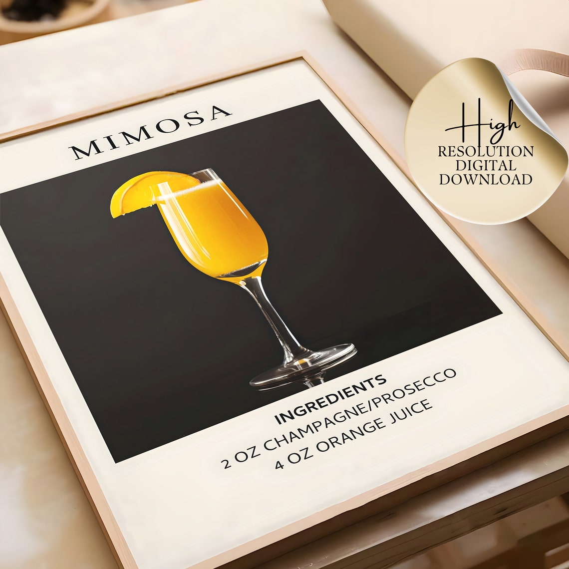 Mimosa Cocktail Recipe Art Print Minimalist Brunch Wall Decor - Image 2