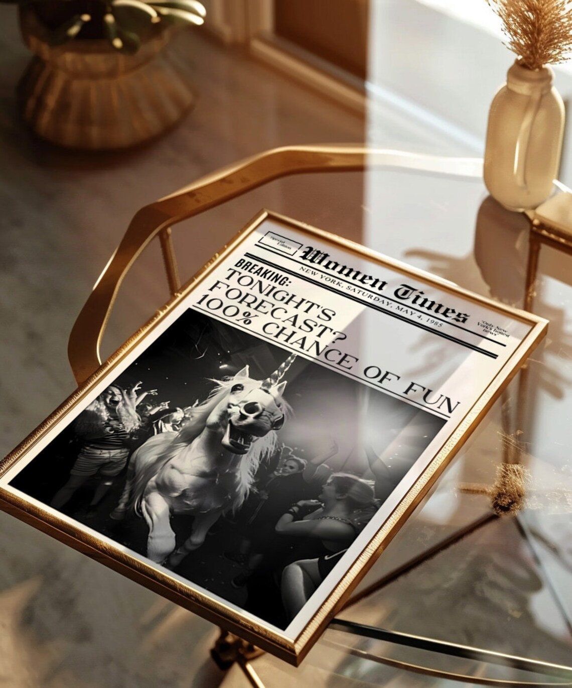 Women Times Newspaper 100 Percent Chance of Fun Party Art Poster - Image 2
