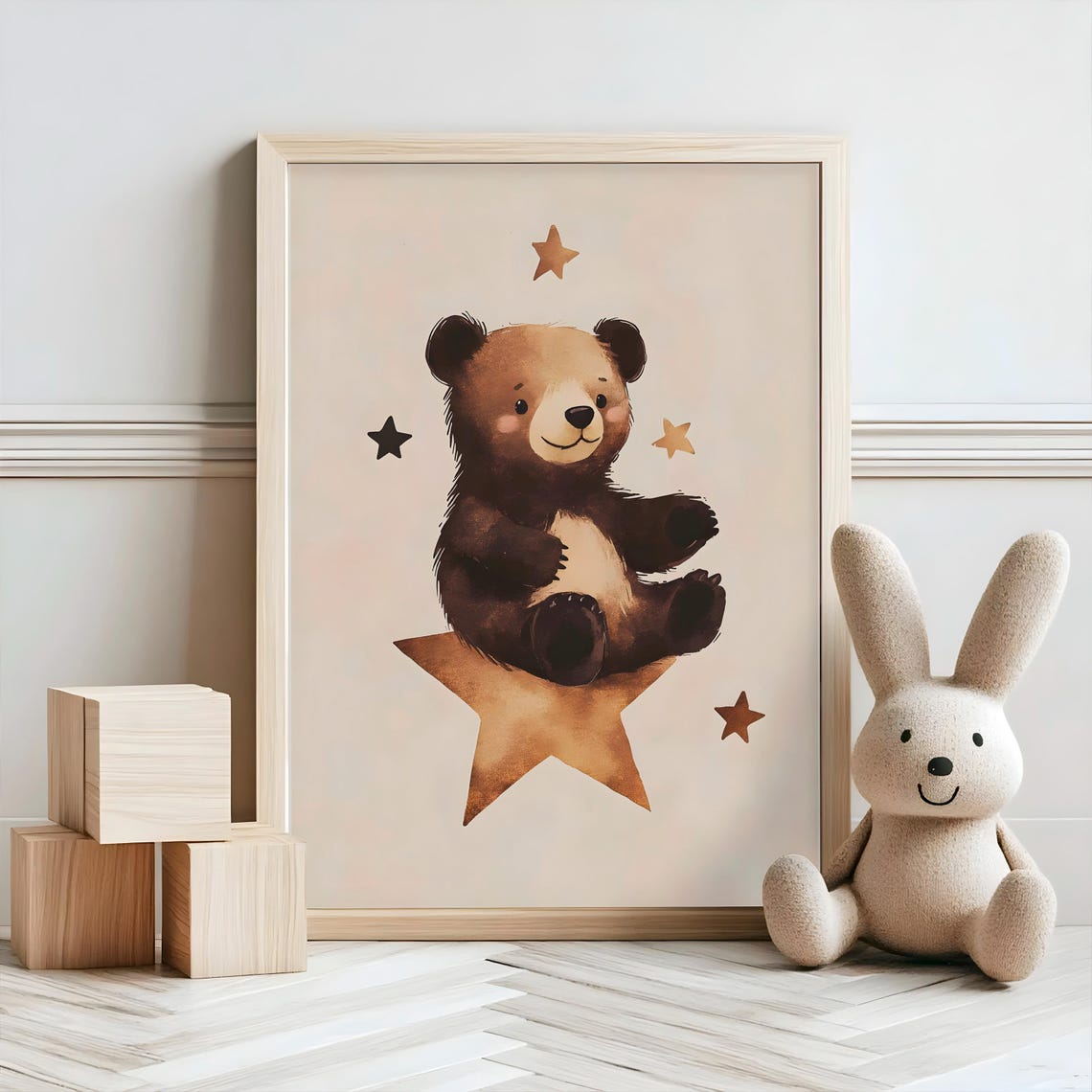 Bear Nursery Decor Baby Room Wall Art Nursery Decor Prints Animal Boho Kids Room Decor Instant Playroom Print - Image 2
