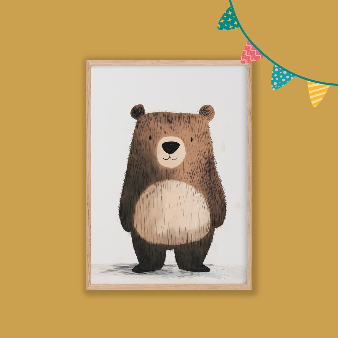Cuddly Brown Bear Cub Cute Woodland Nursery Decor Kids Room Poster