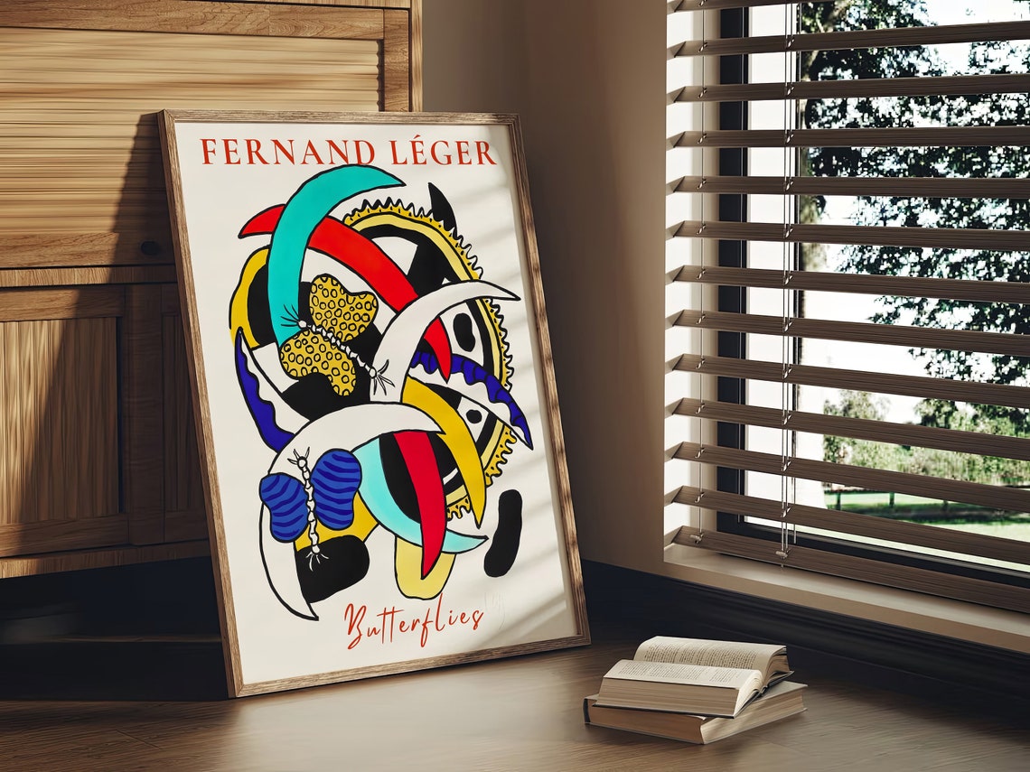 Fernand Leger Butterflies Colorful Abstract Modern Art Poster - Image 2