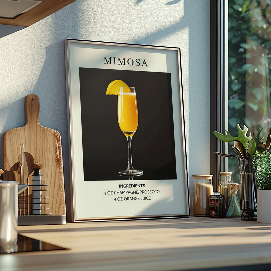 Mimosa Cocktail Recipe Art Print Minimalist Brunch Wall Decor