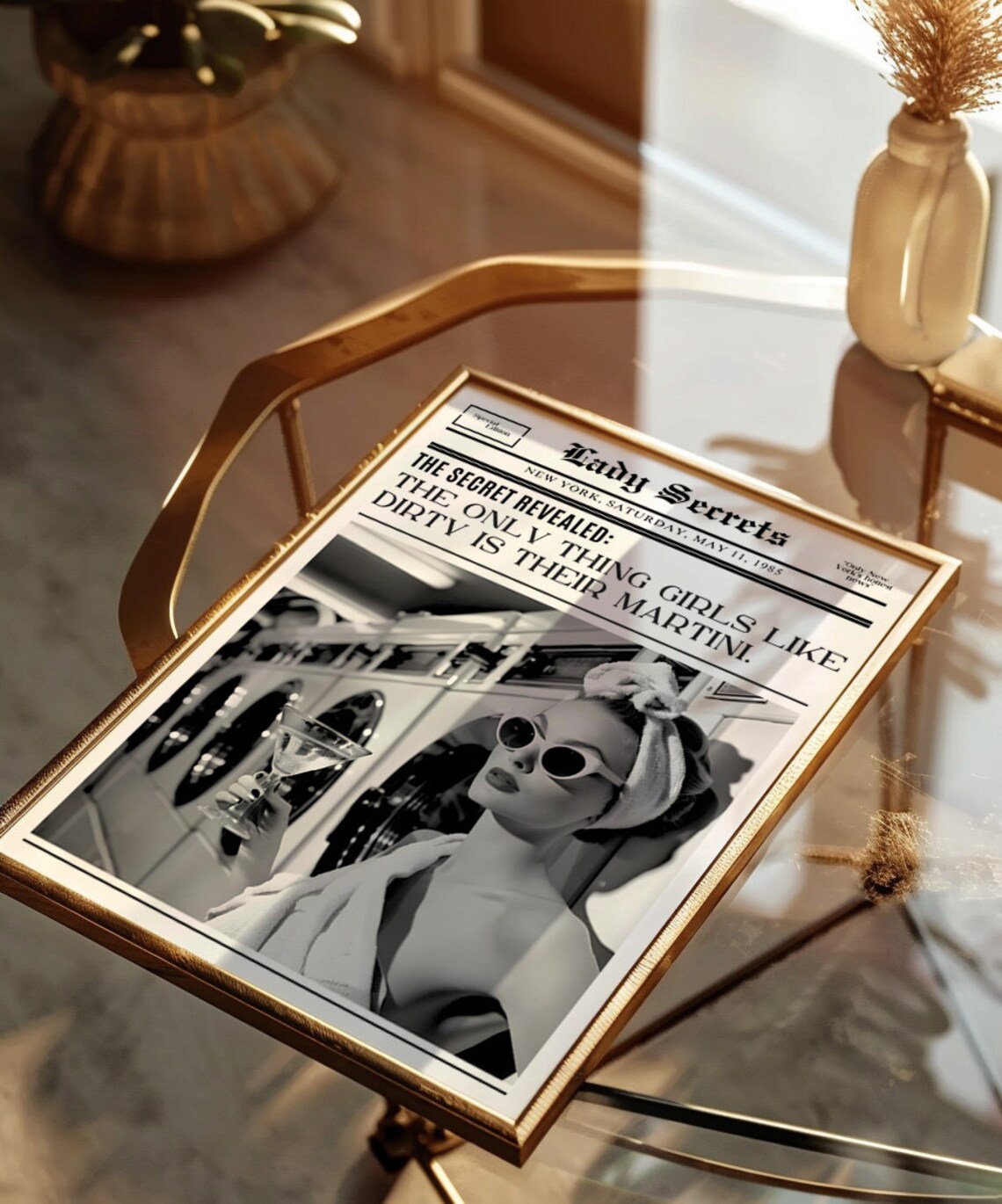 Dirty Martini Newspaper Poster Lady Secrets Retro Glam Vintage Fun Artwork - Image 2