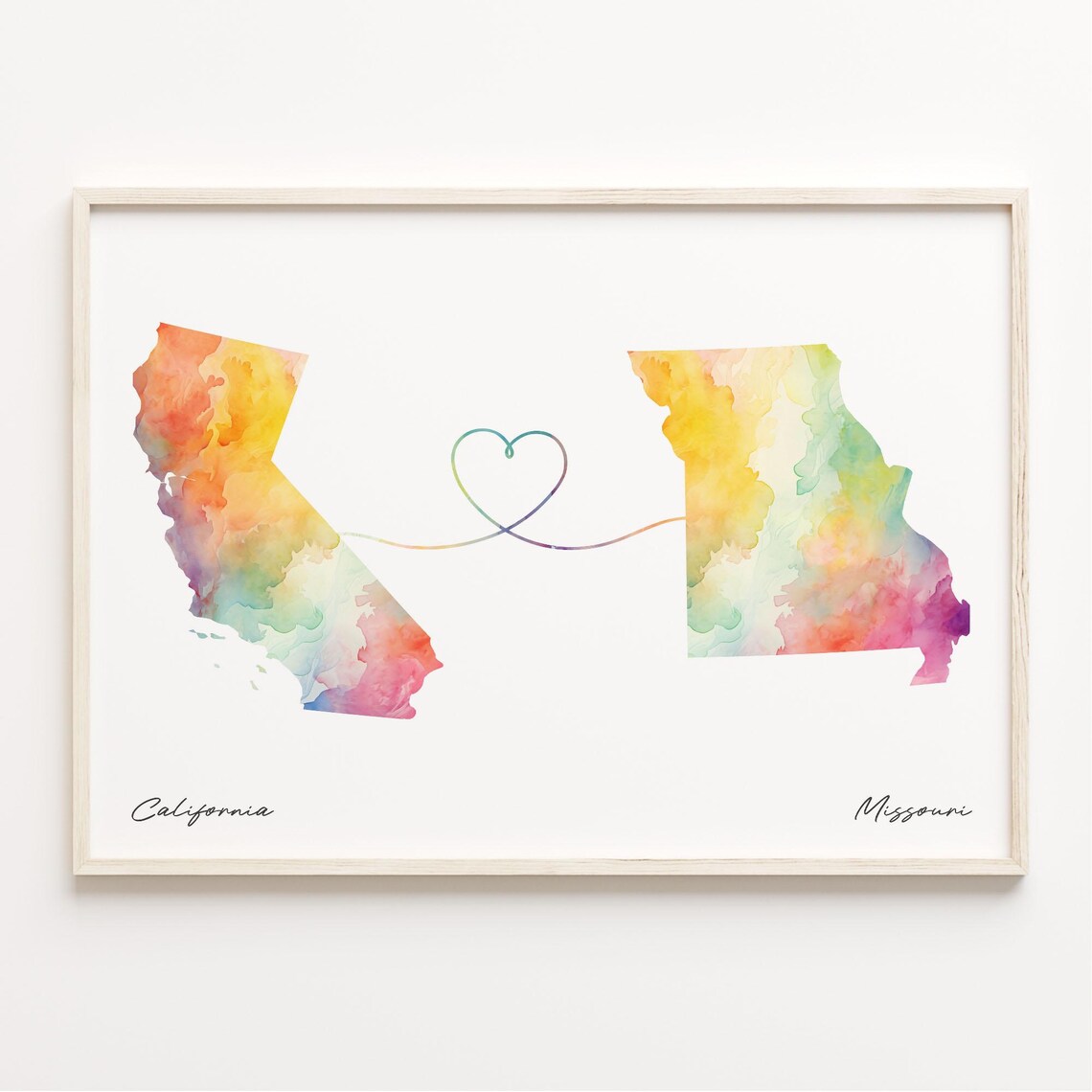 Missouri Watercolor Map Travel Poster, Missourian Gift