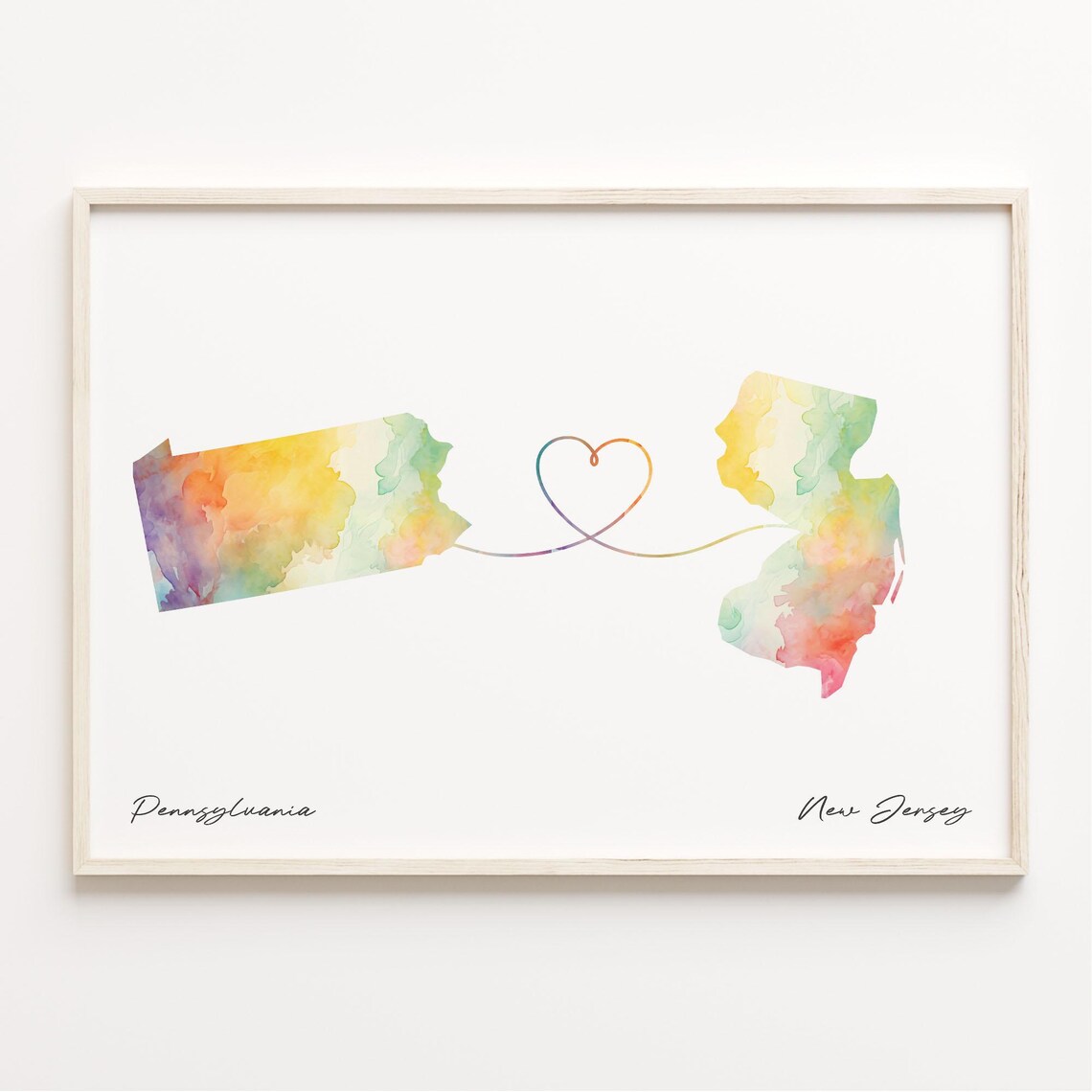 Pennsylvania to New Jersey Watercolor Map Poster