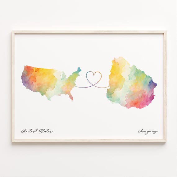 Us To Uruguay Print Watercolor Map Poster Uruguayan Gift Wall Art Adventure Awaits C23191